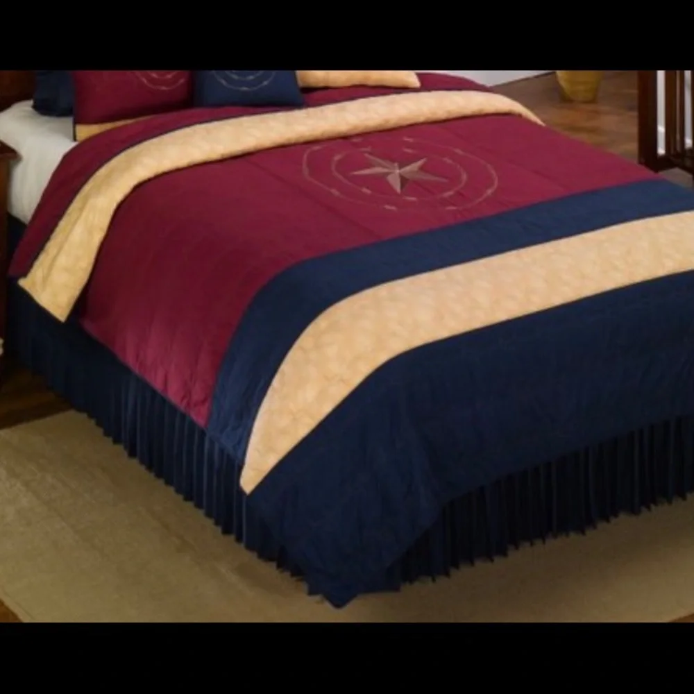 Donna Sharp Quilt Twin True Texas 68” x 90” Lone Star Dark Red Dark Blue New